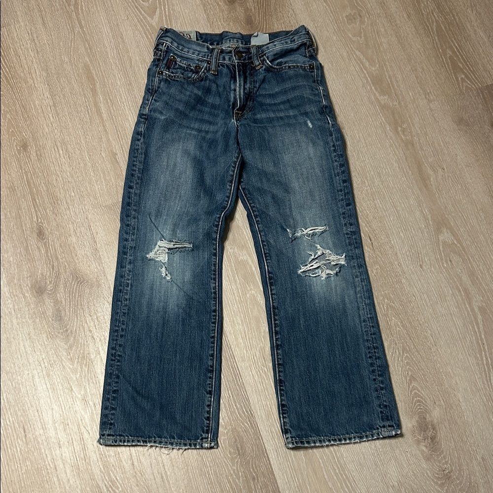 Abercrombie & Fitch Kids Classic Blue Distressed Straight Bootcut Jeans Sz 10